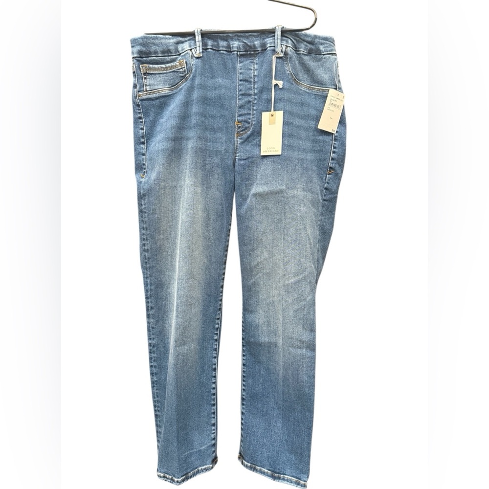 Good American Power Stretch Pull-on Straight Light Leg Jeans-High rise
